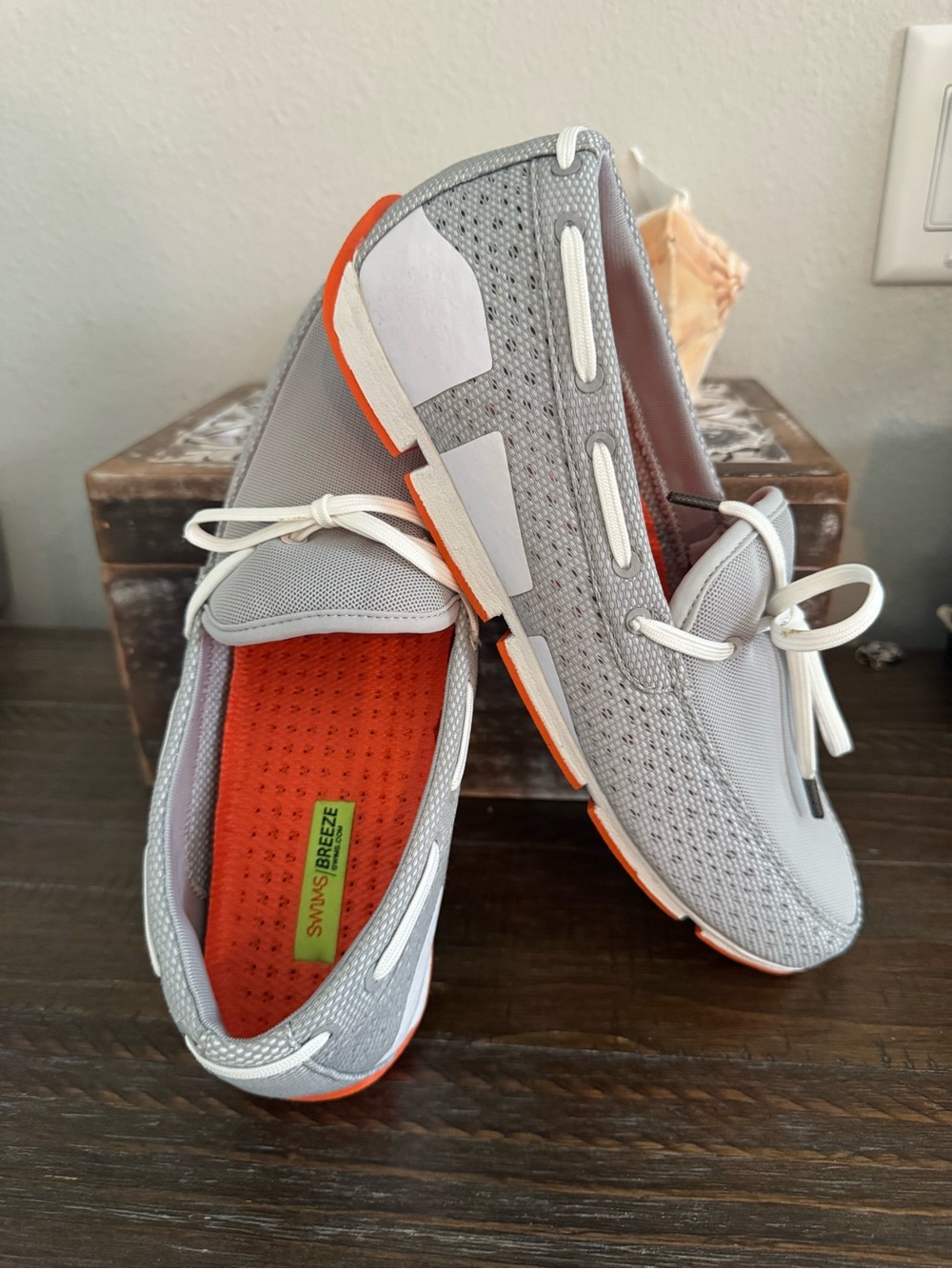 Swims Men's Gray and Orange Casual Wet/Dry Boat Shoes NWOT